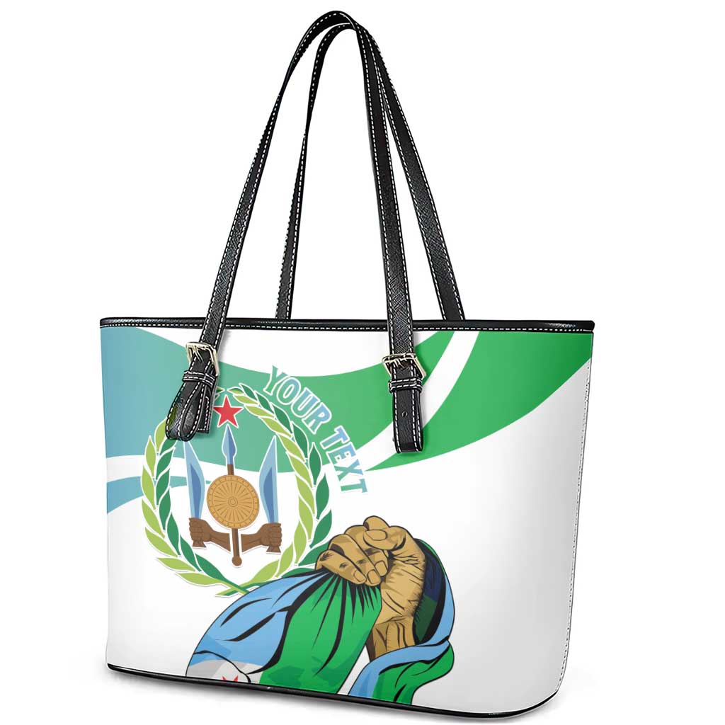 Personalized Happy Djibouti Leather Tote Bag Independence Day