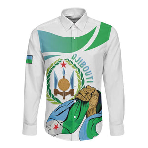 Personalized Happy Djibouti Long Sleeve Button Shirt Independence Day