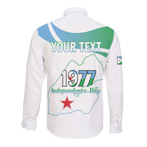 Personalized Happy Djibouti Long Sleeve Button Shirt Independence Day
