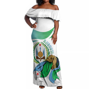 Personalized Happy Djibouti Off Shoulder Maxi Dress Independence Day