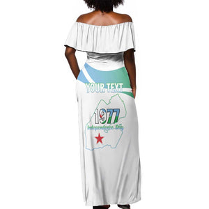 Personalized Happy Djibouti Off Shoulder Maxi Dress Independence Day