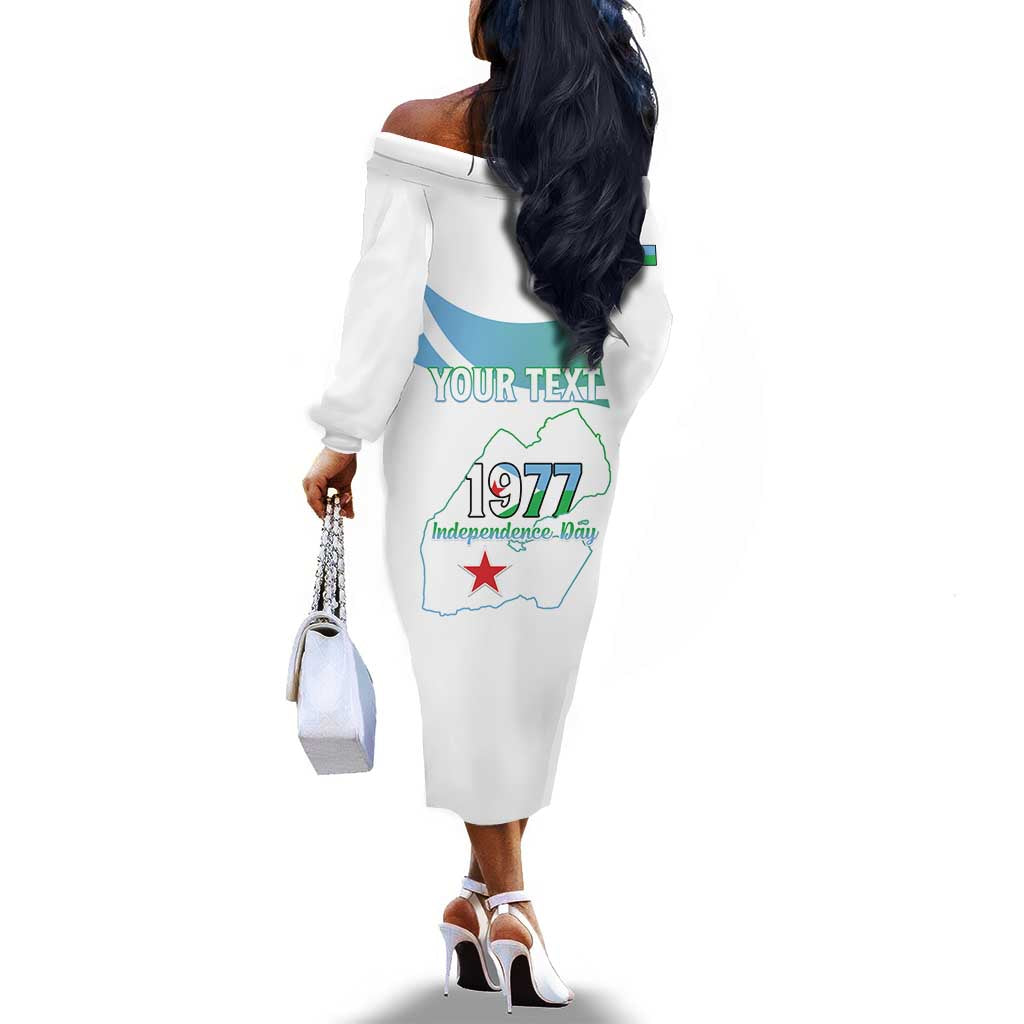 Personalized Happy Djibouti Off The Shoulder Long Sleeve Dress Independence Day
