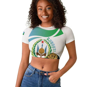 Personalized Happy Djibouti Raglan Cropped T shirt Independence Day