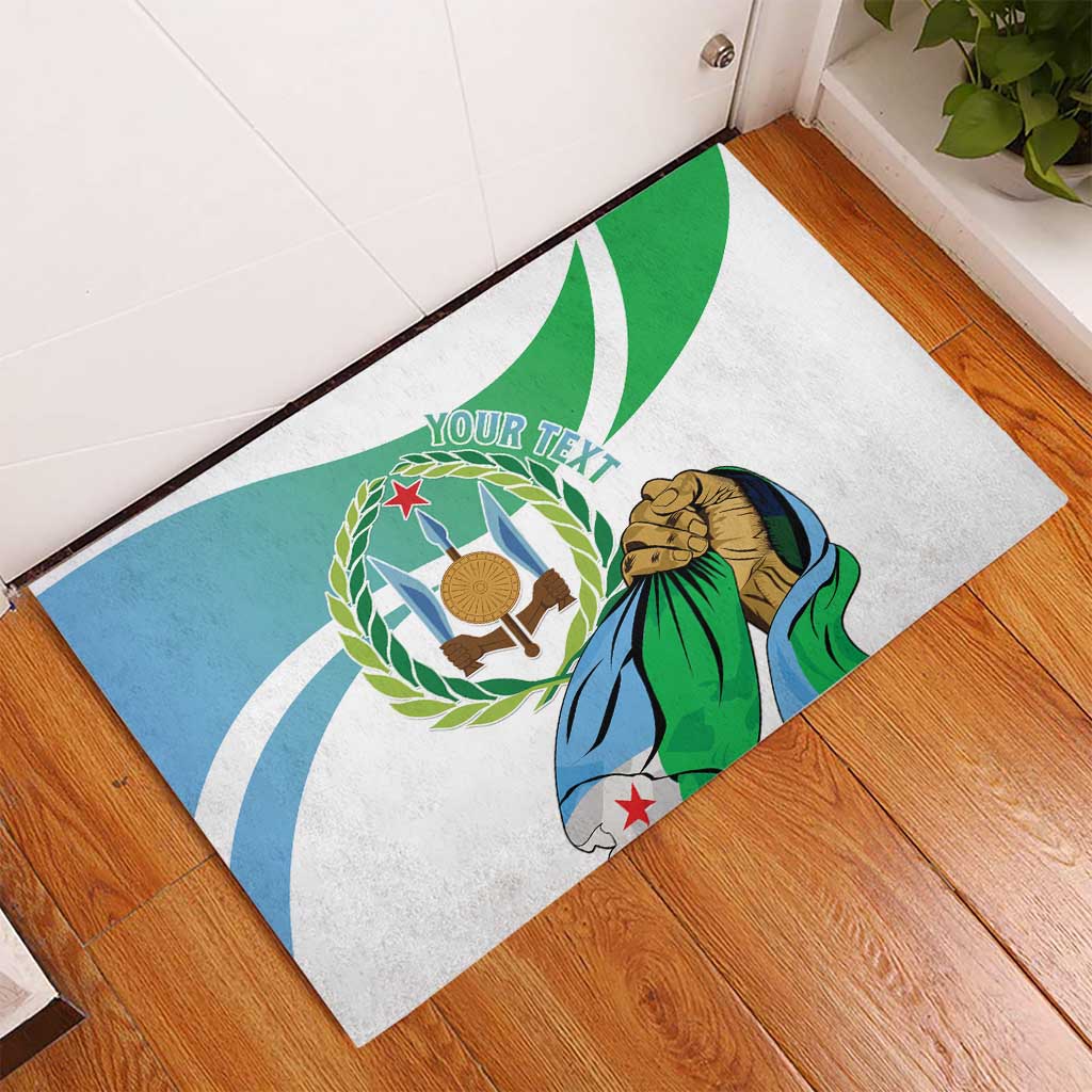 Personalized Happy Djibouti Rubber Doormat Independence Day