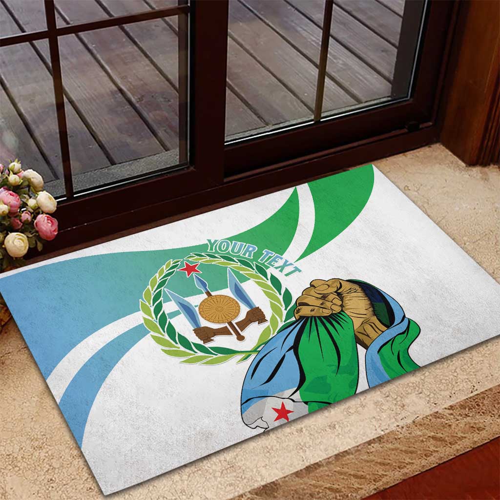 Personalized Happy Djibouti Rubber Doormat Independence Day