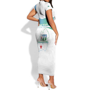 Personalized Happy Djibouti Short Sleeve Bodycon Dress Independence Day LT15