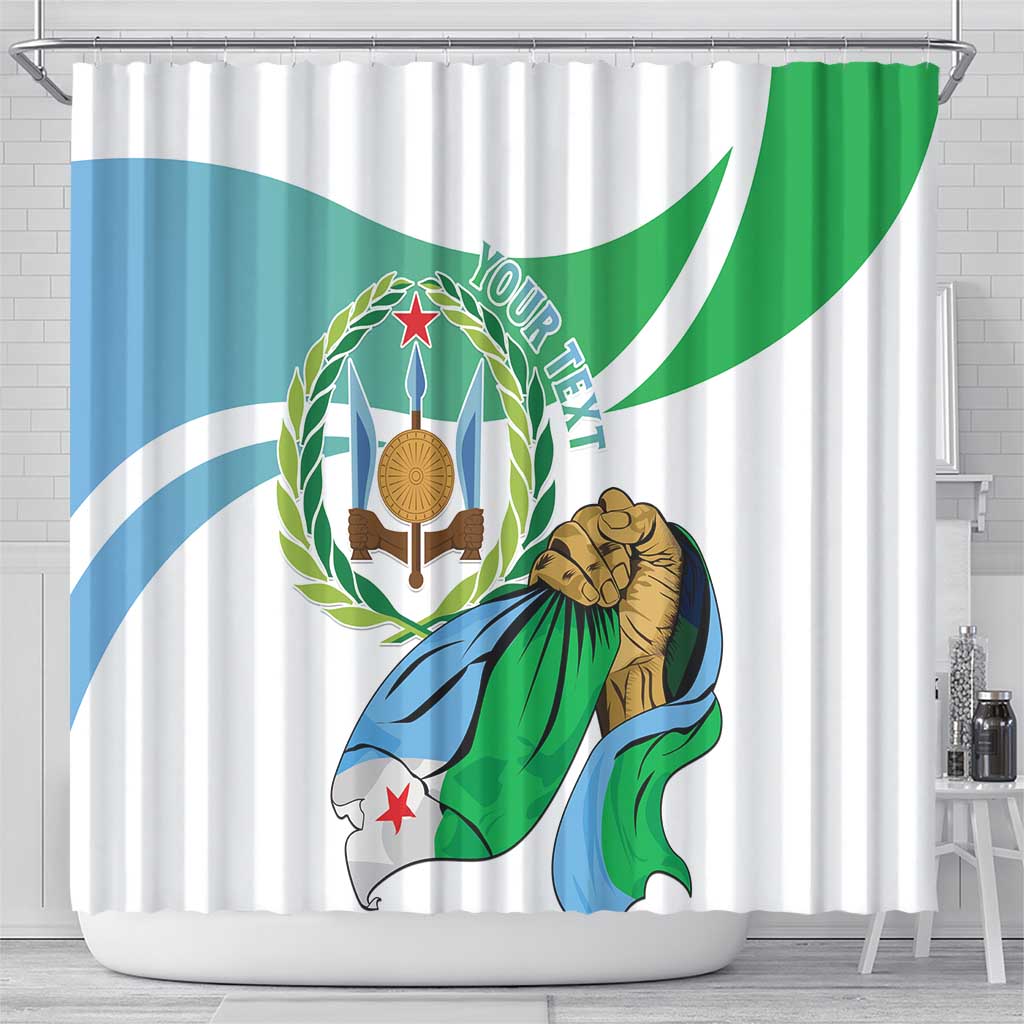 Personalized Happy Djibouti Shower Curtain Independence Day