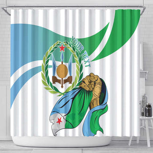 Personalized Happy Djibouti Shower Curtain Independence Day