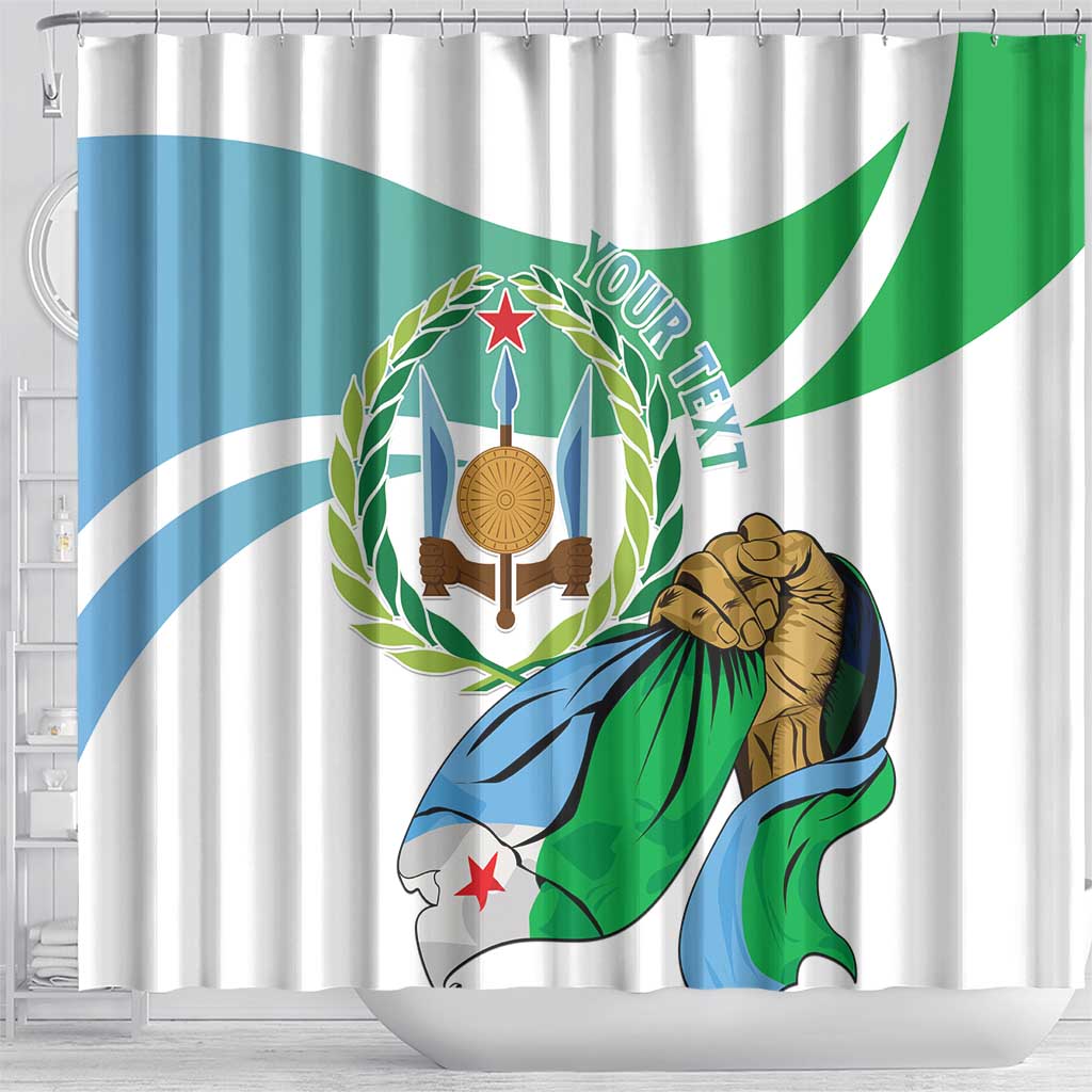 Personalized Happy Djibouti Shower Curtain Independence Day
