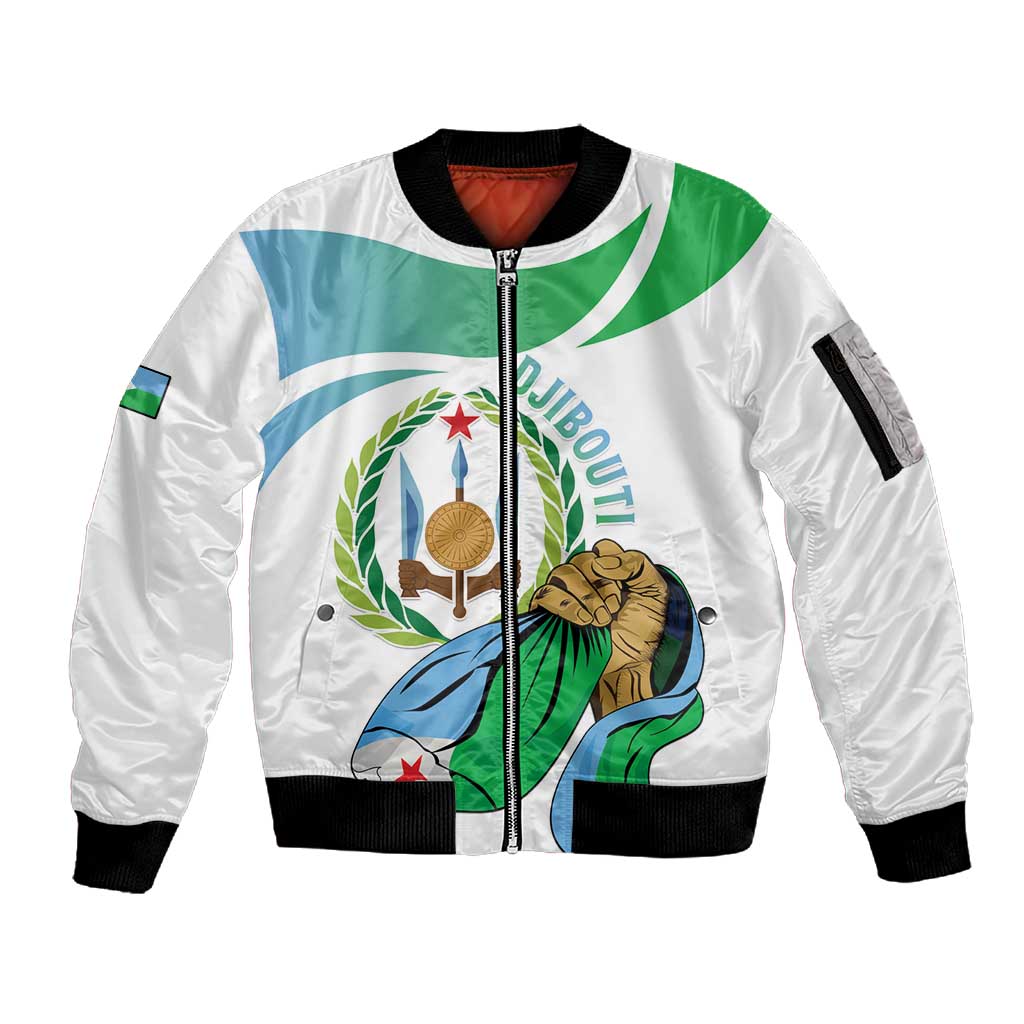 Personalized Happy Djibouti Sleeve Zip Bomber Jacket Independence Day