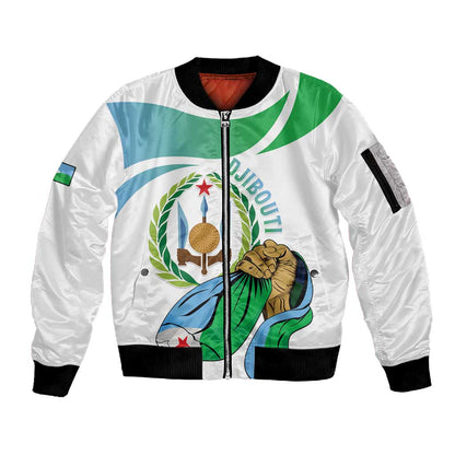 Personalized Happy Djibouti Sleeve Zip Bomber Jacket Independence Day