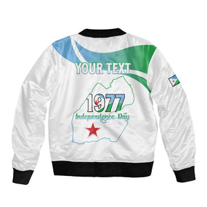 Personalized Happy Djibouti Sleeve Zip Bomber Jacket Independence Day