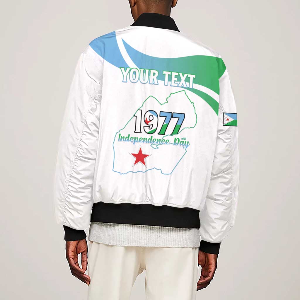 Personalized Happy Djibouti Sleeve Zip Bomber Jacket Independence Day