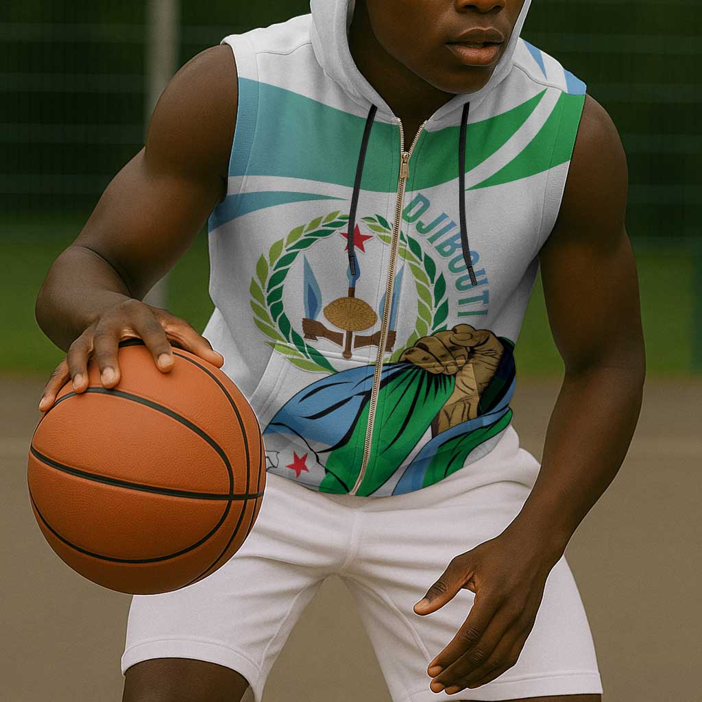 Personalized Happy Djibouti Sleeveless Zip Hoodie Independence Day - African Pride