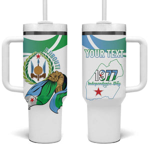 Personalized Happy Djibouti Tumbler With Handle Independence Day