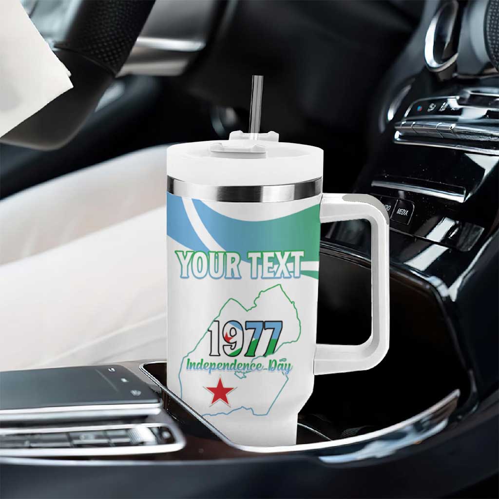 Personalized Happy Djibouti Tumbler With Handle Independence Day