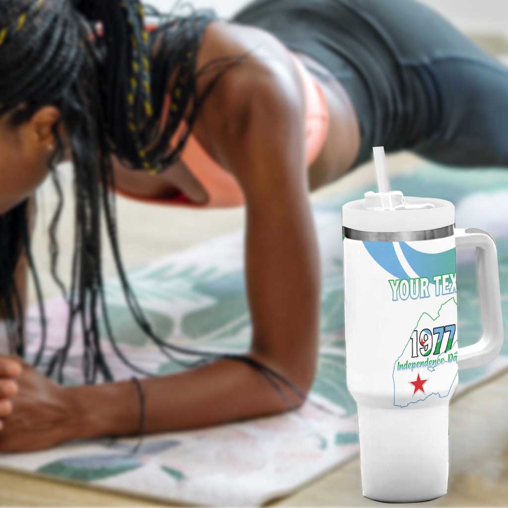 Personalized Happy Djibouti Tumbler With Handle Independence Day