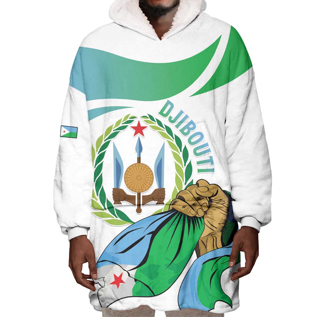 Personalized Happy Djibouti Wearable Blanket Hoodie Independence Day