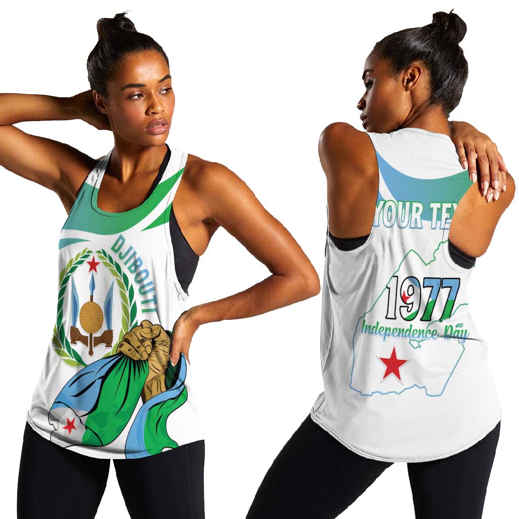 Personalized Happy Djibouti Women Racerback Tank Independence Day