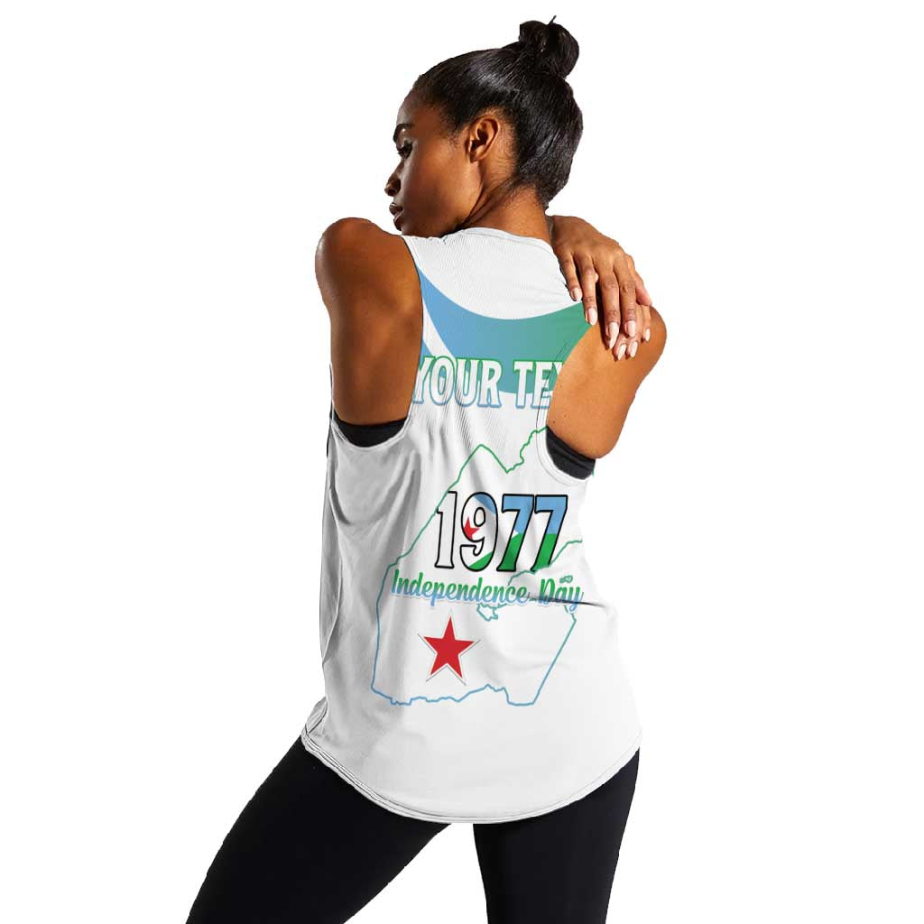 Personalized Happy Djibouti Women Racerback Tank Independence Day