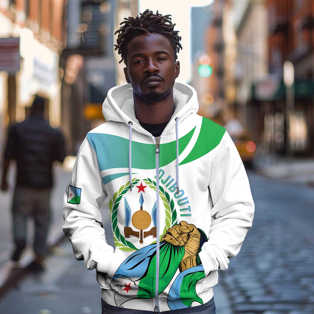 Personalized Happy Djibouti Zip Hoodie Independence Day