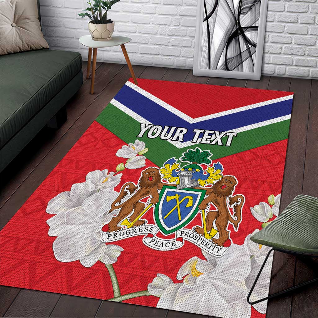 Personalized Gambia Area Rug Coat Of Arms - African Pattern