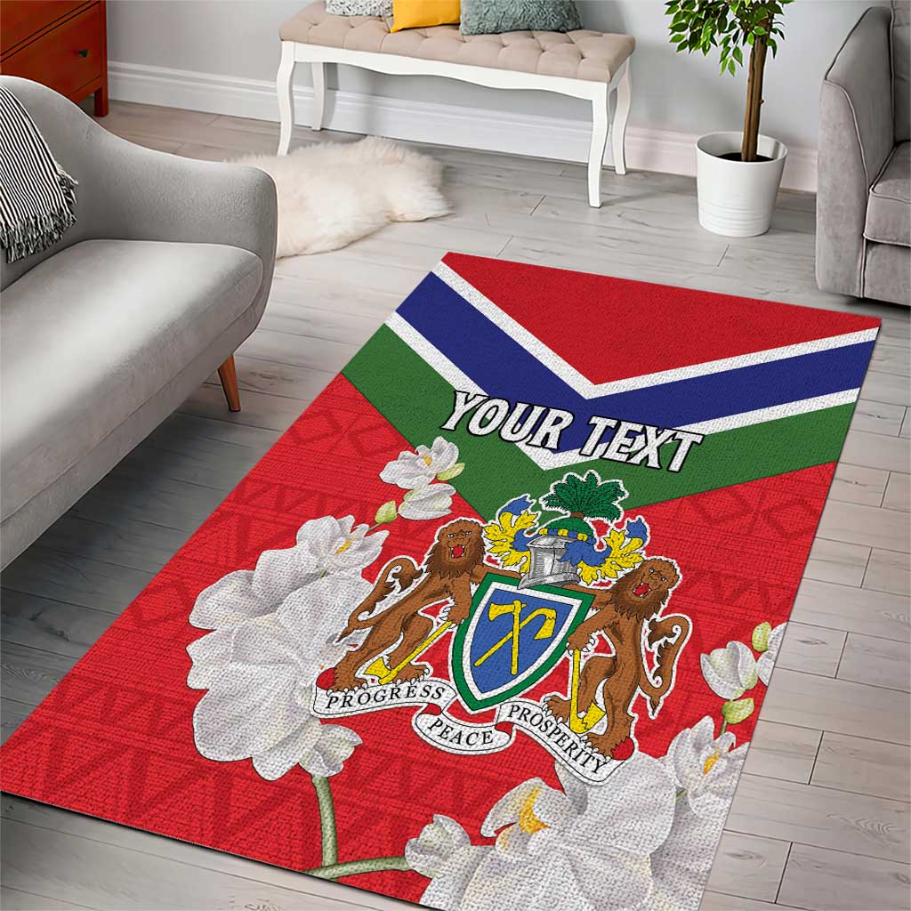 Personalized Gambia Area Rug Coat Of Arms - African Pattern