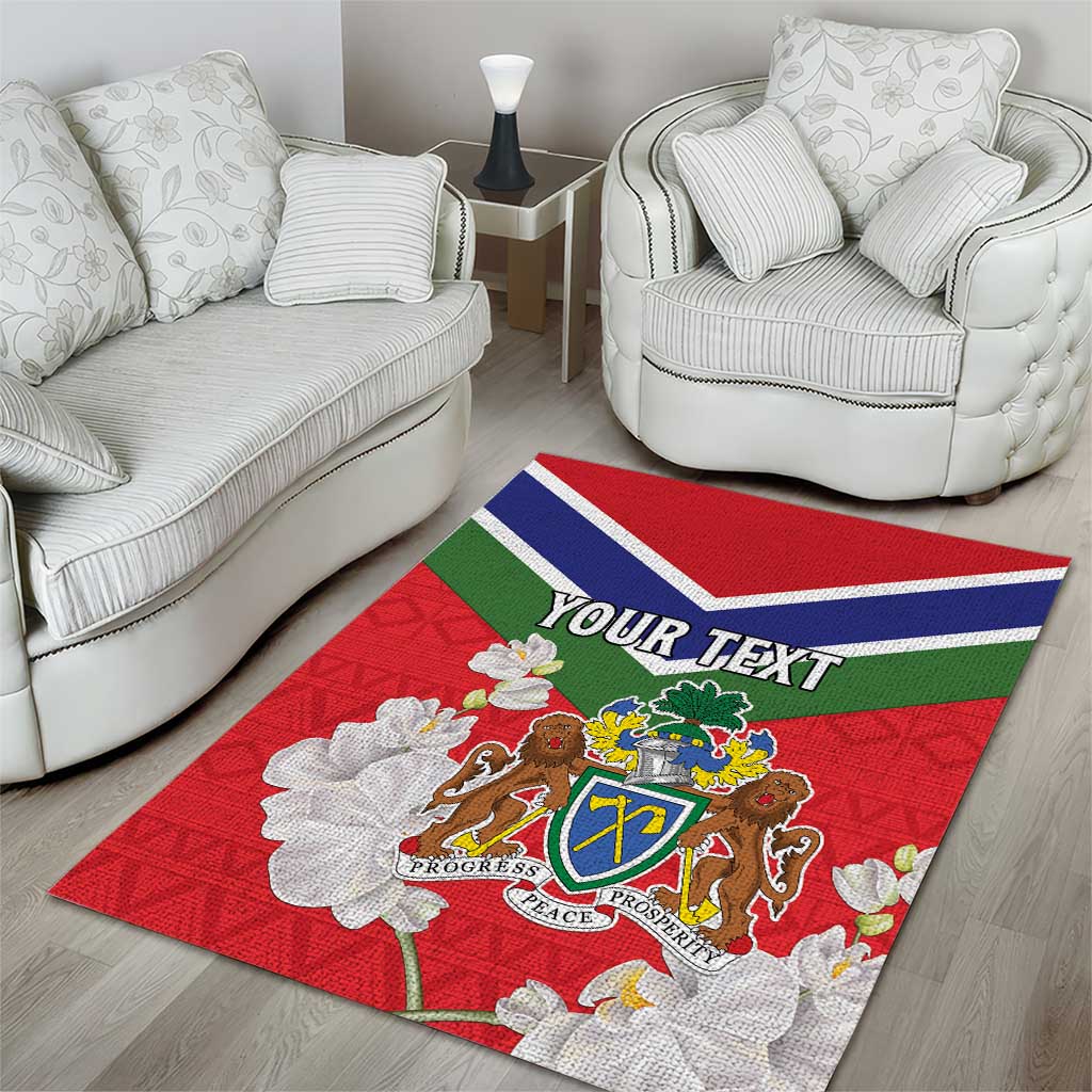 Personalized Gambia Area Rug Coat Of Arms - African Pattern