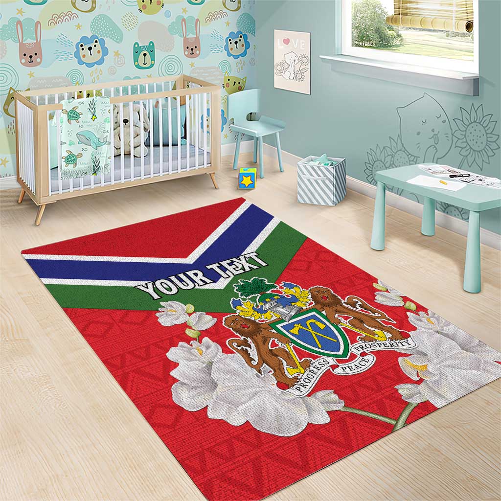 Personalized Gambia Area Rug Coat Of Arms - African Pattern