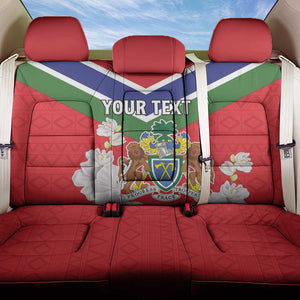 Personalized Gambia Back Car Seat Cover Coat Of Arms - African Pattern