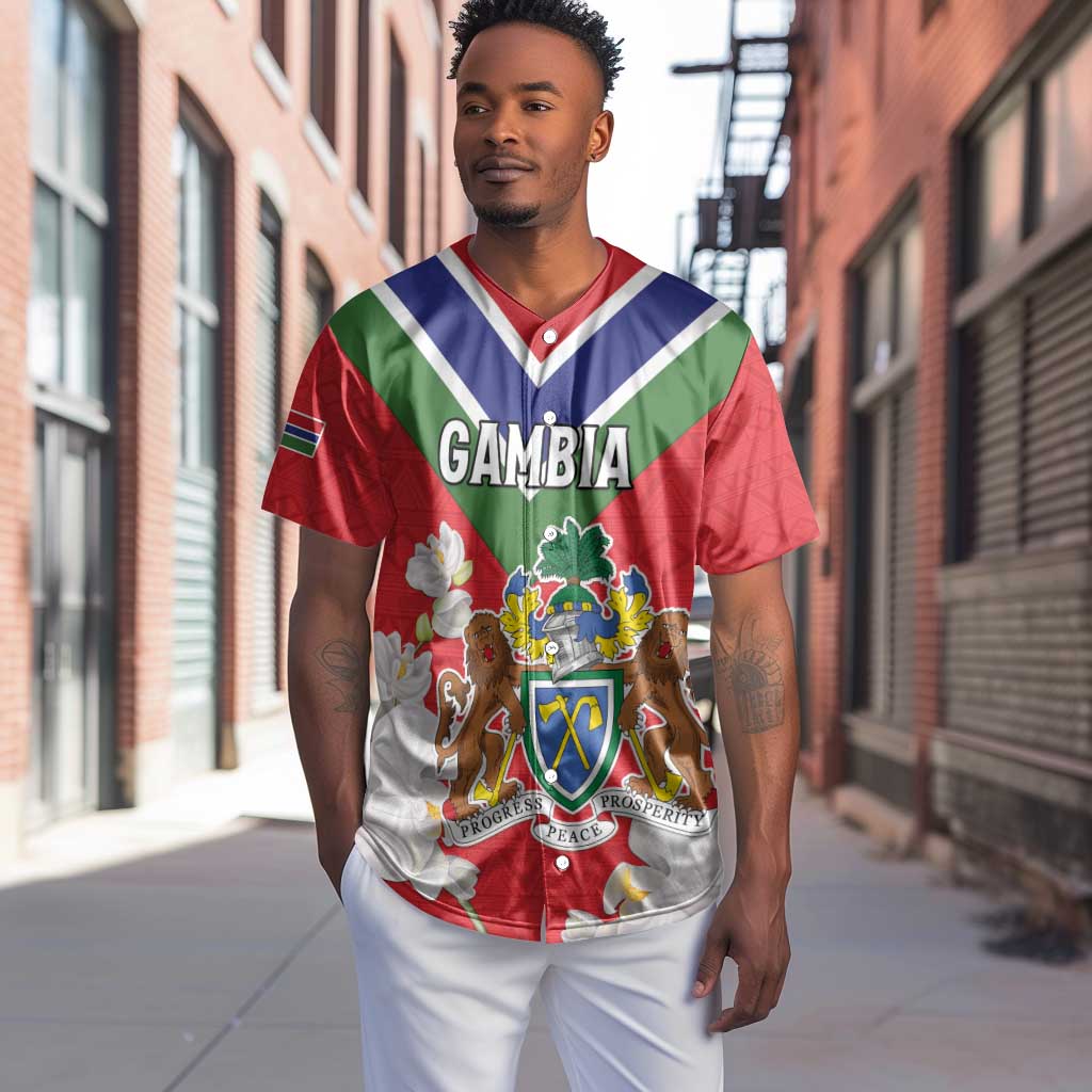 Personalized Gambia Baseball Jersey Coat Of Arms - African Pattern