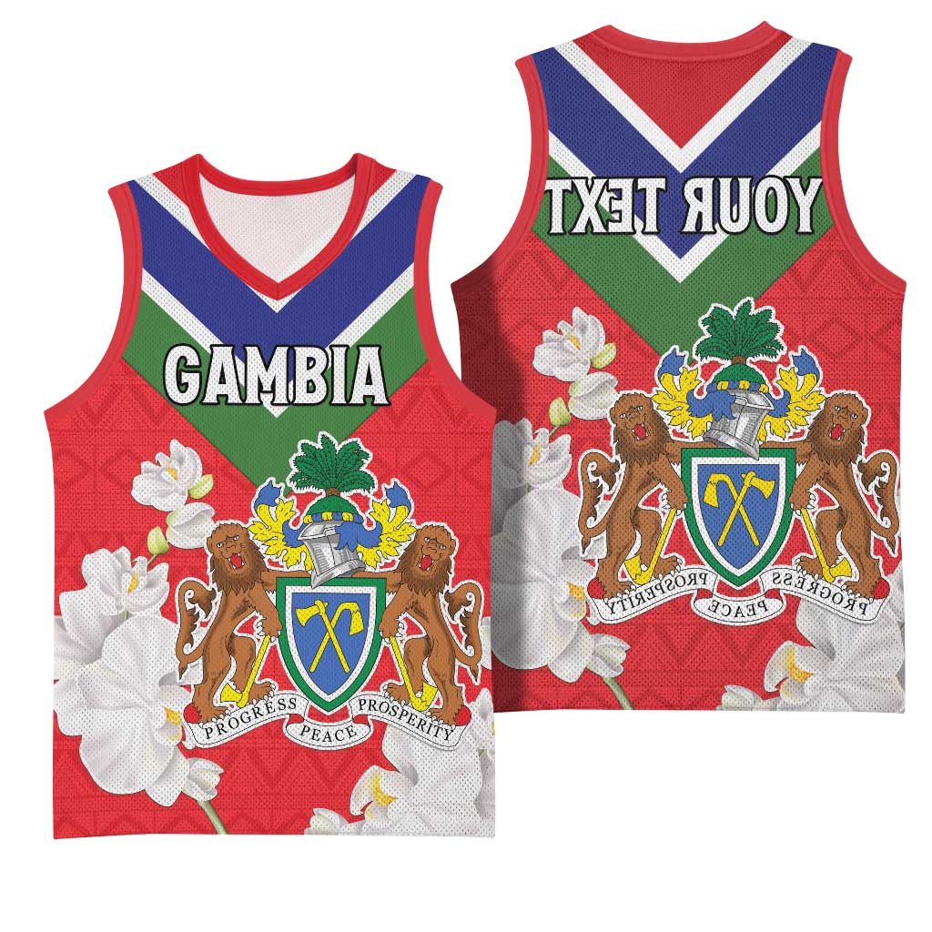 Personalized Gambia Basketball Jersey Coat Of Arms - African Pattern - African Pride