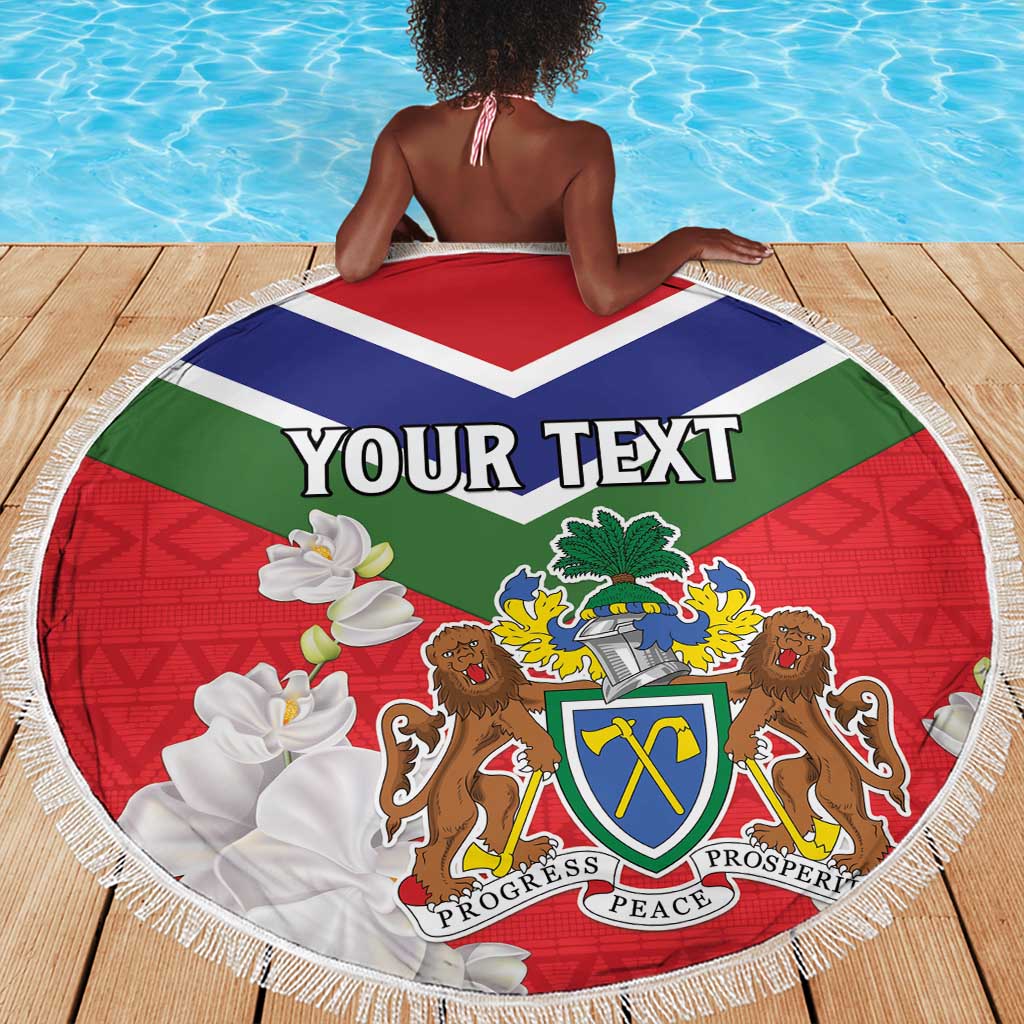 Personalized Gambia Beach Blanket Coat Of Arms - African Pattern