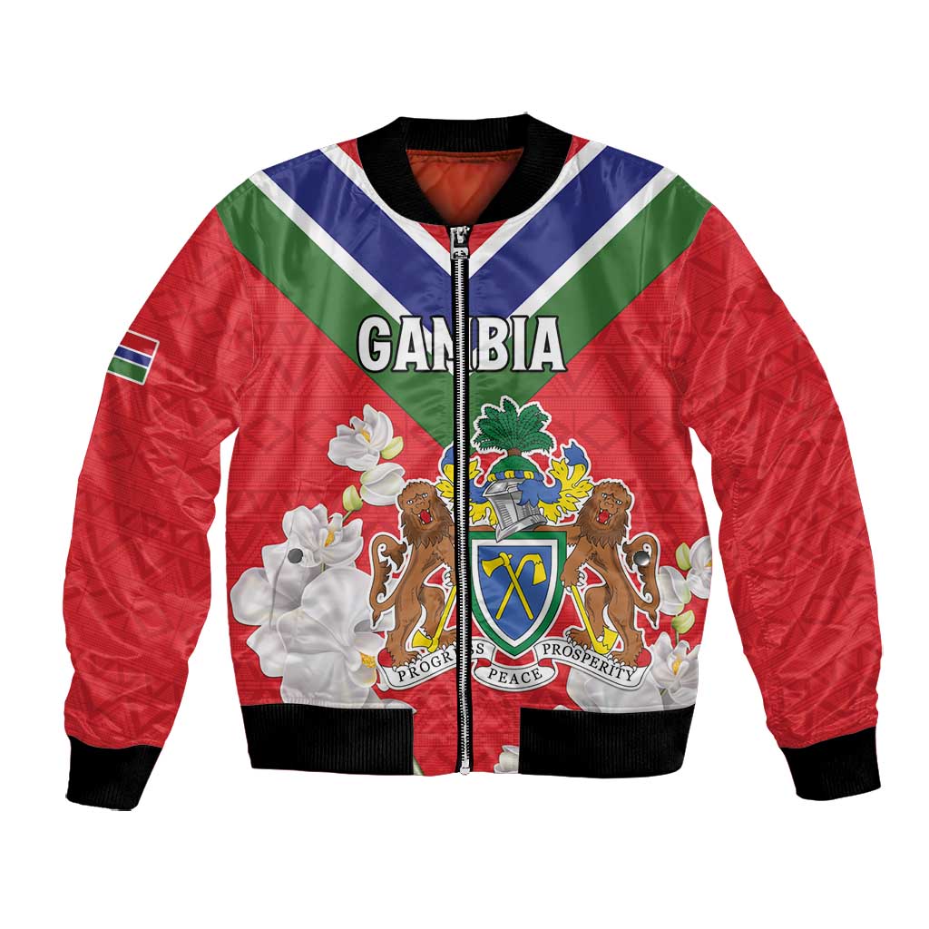 Personalized Gambia Bomber Jacket Coat Of Arms - African Pattern