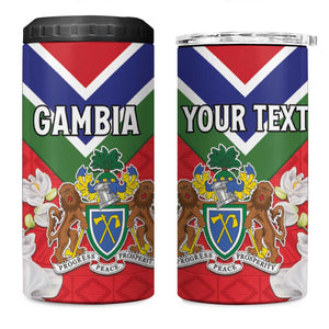 Personalized Gambia 4 in 1 Can Cooler Tumbler Coat Of Arms - African Pattern