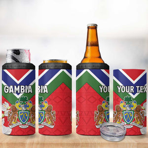 Personalized Gambia 4 in 1 Can Cooler Tumbler Coat Of Arms - African Pattern