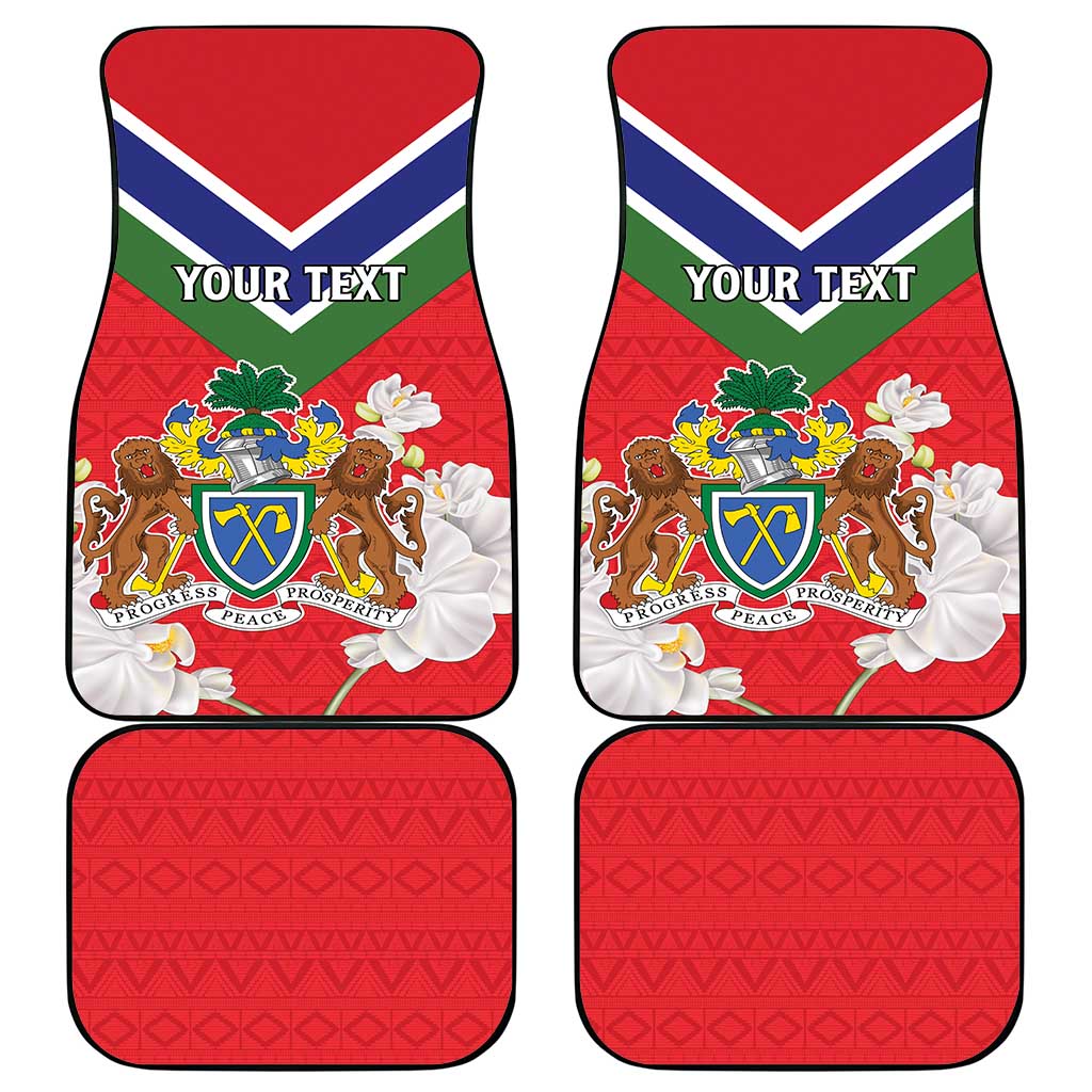 Personalized Gambia Car Mats Coat Of Arms - African Pattern