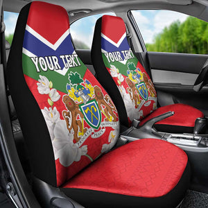 Personalized Gambia Car Seat Cover Coat Of Arms - African Pattern