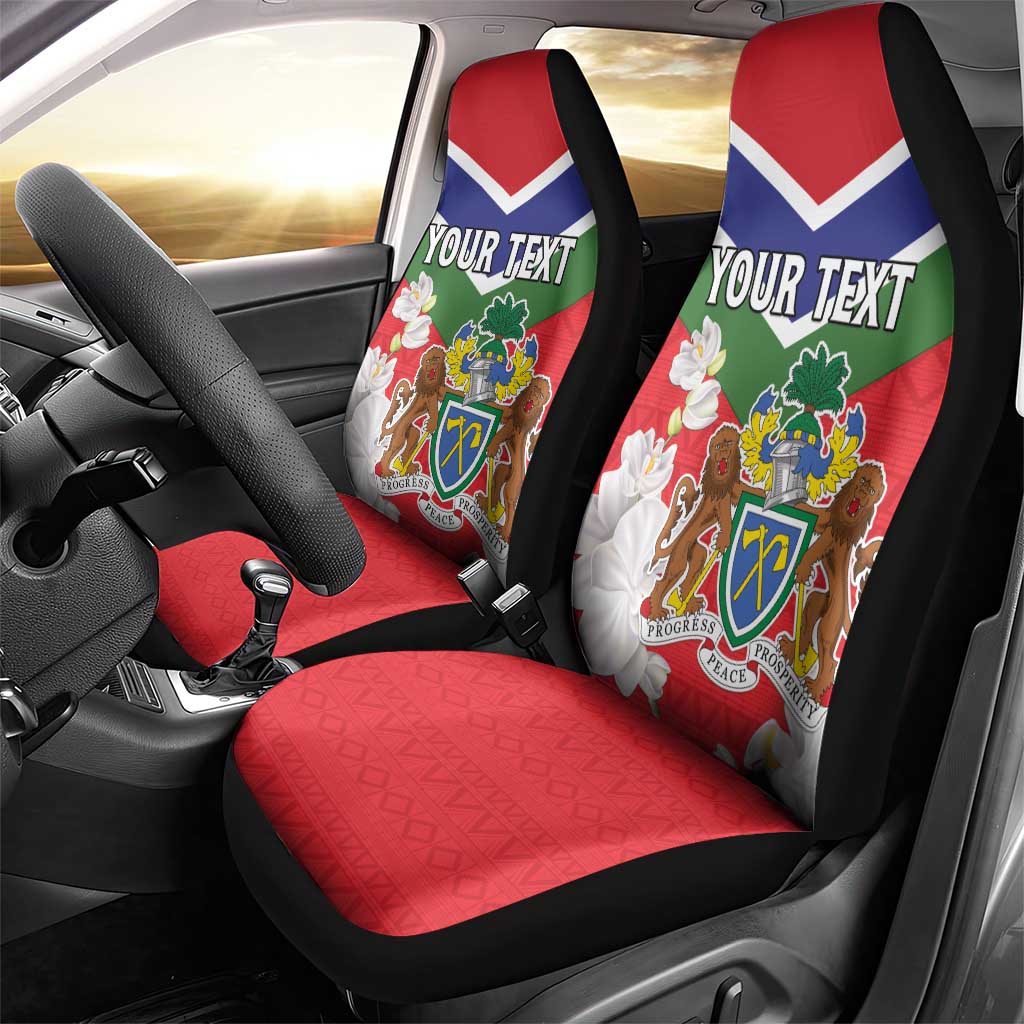 Personalized Gambia Car Seat Cover Coat Of Arms - African Pattern