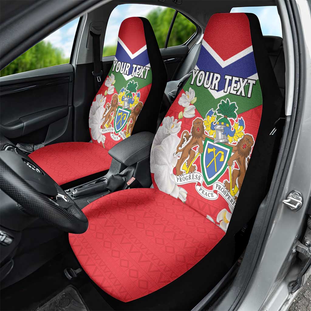Personalized Gambia Car Seat Cover Coat Of Arms - African Pattern