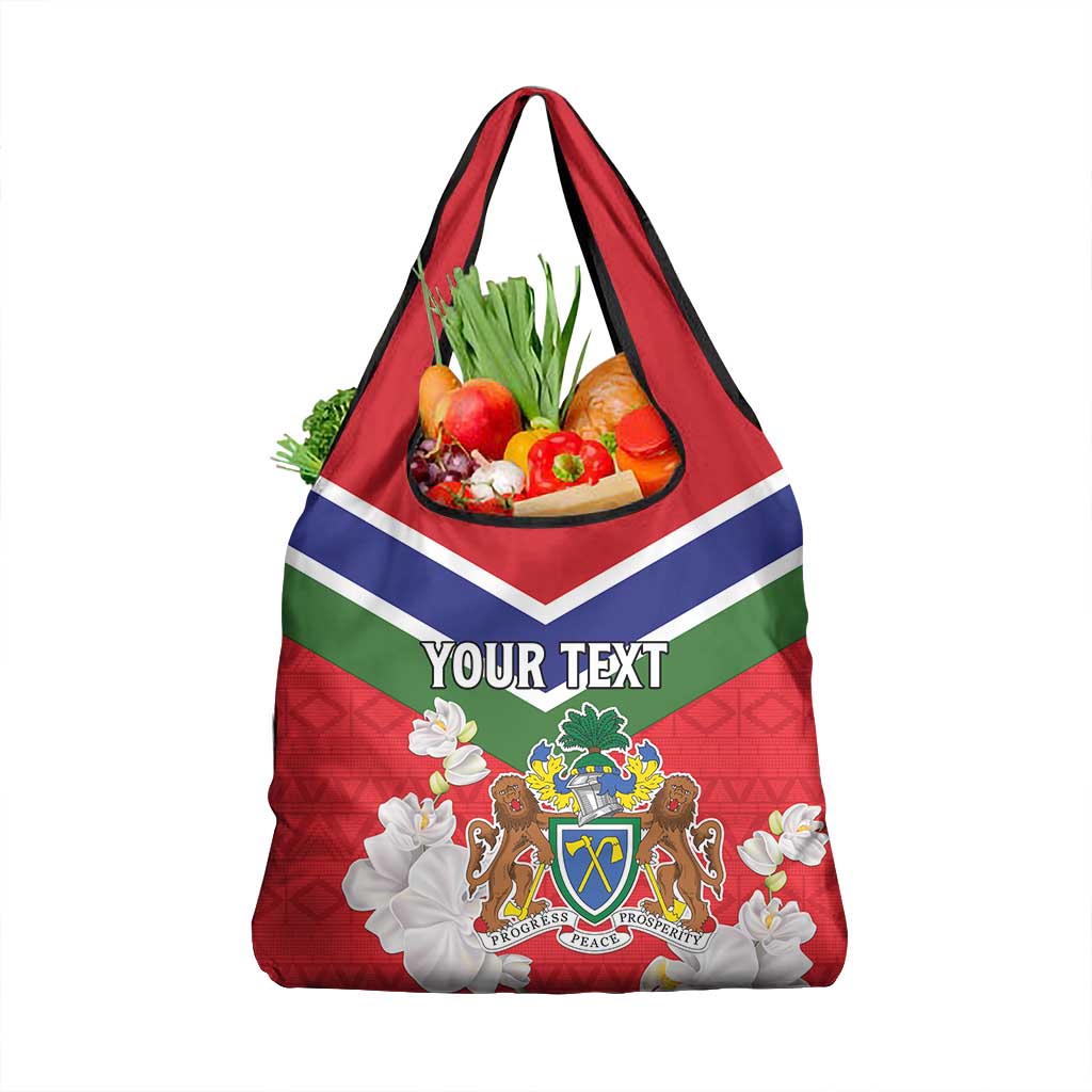 Personalized Gambia Grocery Bag Coat Of Arms - African Pattern