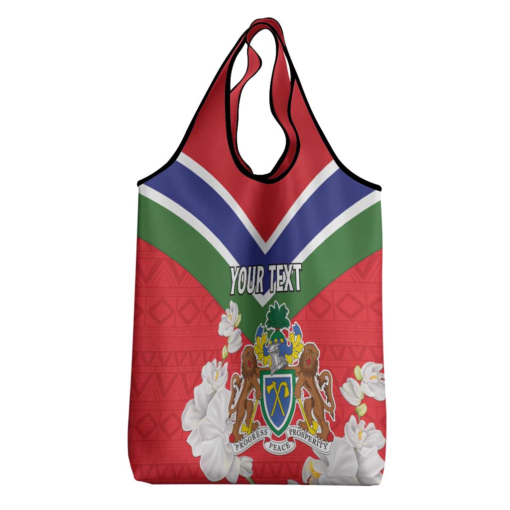 Personalized Gambia Grocery Bag Coat Of Arms - African Pattern