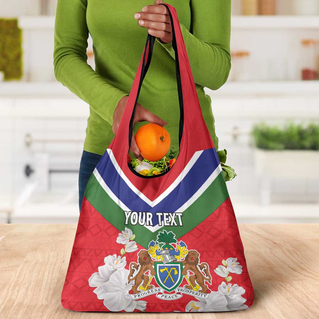 Personalized Gambia Grocery Bag Coat Of Arms - African Pattern