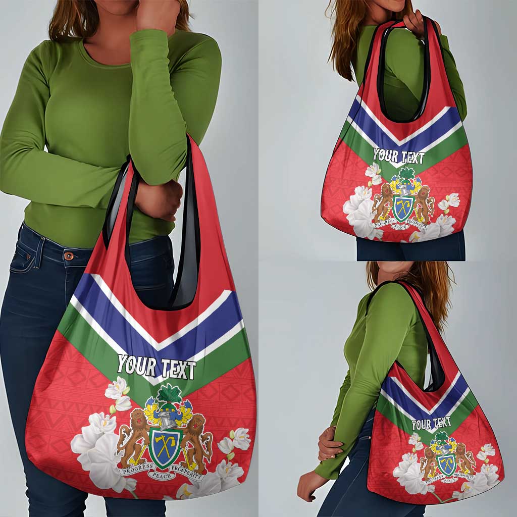 Personalized Gambia Grocery Bag Coat Of Arms - African Pattern