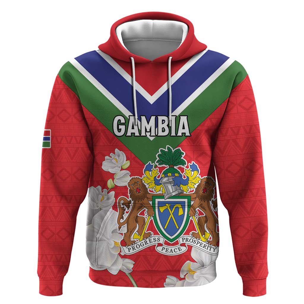 Personalized Gambia Hoodie Coat Of Arms - African Pattern