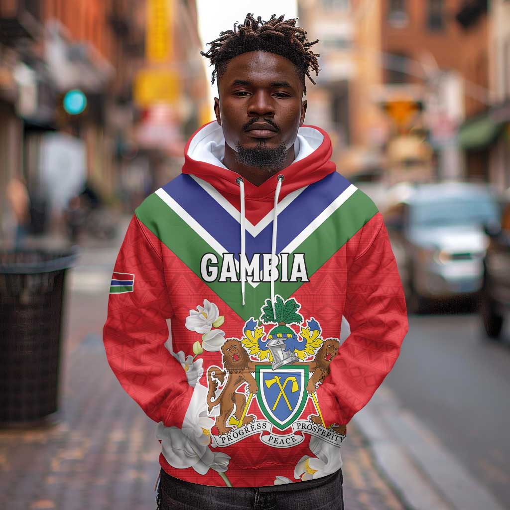 Personalized Gambia Hoodie Coat Of Arms - African Pattern