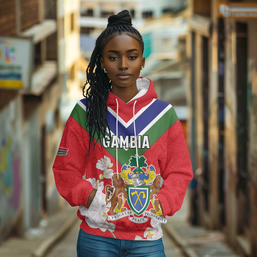 Personalized Gambia Hoodie Coat Of Arms - African Pattern