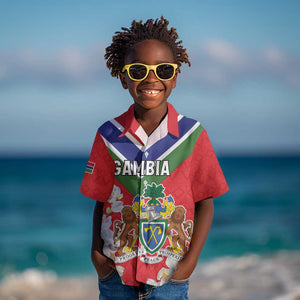 Personalized Gambia Kid Hawaiian Shirt Coat Of Arms - African Pattern