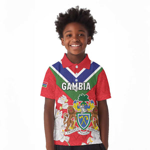 Personalized Gambia Kid Polo Shirt Coat Of Arms - African Pattern