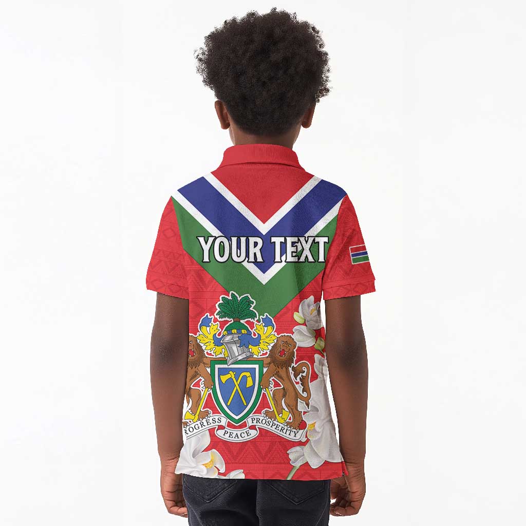 Personalized Gambia Kid Polo Shirt Coat Of Arms - African Pattern